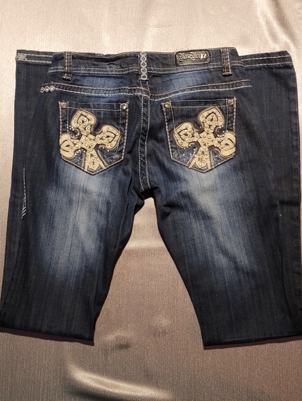 Rock Revival Women's Dark Blue Straight Leg Jeans with Embroidered Back Pockets